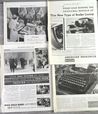 Lote De Colección De 4 Anuncios Impresos Sat Eve Post 1931 Varios Anuncios Blanco y Negro Foto 1 de 4