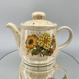 MidCentury Sadler Vintage Stoneware Pottery Cream Floral Tea Pot Teapot England - Picture 1 of 8