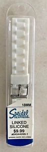 NEW 18MM Speidel Express Watchband LINKED SILICONE WHITE NOS SPORT SPRING BARS - Picture 1 of 7