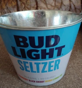 Bud Light Seltzer Metal Ice Beer Bucket Brand Preowned Lot Of 2 Good Cond - Picture 1 of 1