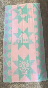 Vintage 80s Royal Terry Towel Duck Hearts Home Pink Blue Beach Bath - Picture 1 of 8