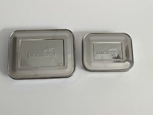 Lot of 2 LunchBots Stainless Steel Food Lunch Snack Containers 