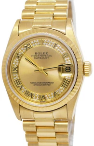 Rolex Datejust President 18k Yellow Gold Diamond Roman Ladies 31mm Watch E 68278 - Picture 1 of 10
