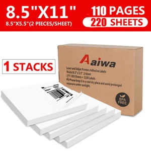 110 Sheets Half Sheet Shipping Labels 8.5 x 5.5 Self Adhesive Free sticker gift - Picture 1 of 4