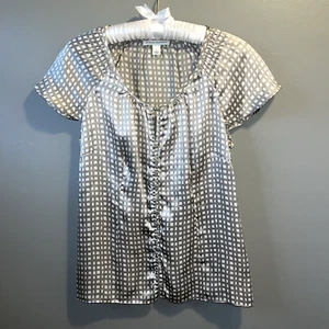 Banana Republic Bluse 100% Seide bedruckt Damen S Kurzarm - Bild 1 von 14