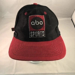 Sombrero ajustable vintage ABC Sports negro y rojo HECHO EN EE. UU. - Imagen 1 de 8