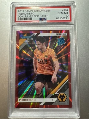 2019-20 Donruss Chronicles Press Proof Red Laser /99 Pedro Neto Rookie RC PSA 10 - Image 1 of 2
