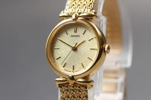 1991 [Near MINT] Vintage Seiko Bracelet 2P21-0260 Gold Quartz Ladies Wath JAPAN - Picture 1 of 10