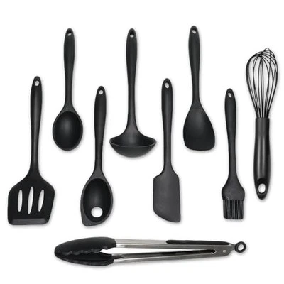Chef Craft Premium Silicone Kitchen Tool and Utensil Set, 9 Piece, Black - Image 1 of 4
