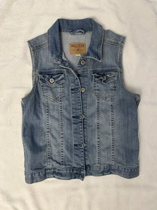 Hollister Jeansweste Distressed Knopfverschluss Rocker Grunge Y2K Style Größe M - Bild 1 von 5