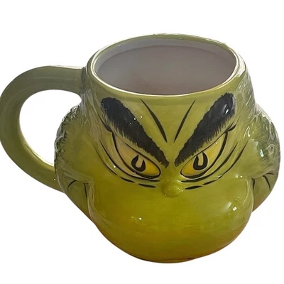 Taza de café The Grinch cara esculpida cerámica verde Vandor Dr. Seuss 2018 16 OZ Foto 1 de 4