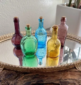 Vintage Miniature Colored Glass Bottles - Picture 1 of 4