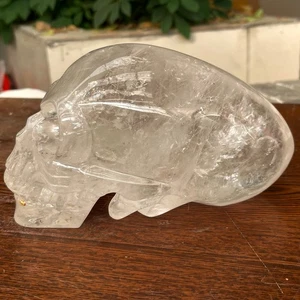 Calavera extraterrestre de energía de cuarzo transparente natural de 5,61 lb cristal tallado a mano reiki - Imagen 1 de 7
