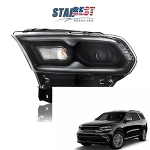 For Dodg Durango 2021-2023 w/Halogen Turn Signal Left Side LED Headlight Black - Picture 1 of 13