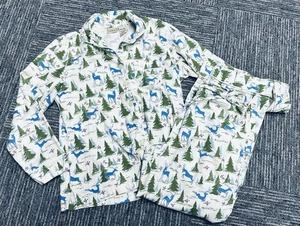 LL Bean Womens XS Petite 100% Cotton Flannel Pajamas Deer and Pine Trees - Picture 1 of 7