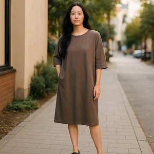 Black Crane smock dress OS boxy oversize Tunic 100% woven cotton Labeled small - Picture 1 of 10