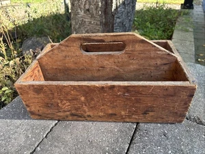 Antigua caja de herramientas de madera primitiva antigua bandeja de mano 1890-1930 ¿era desconocida? - Imagen 1 de 16