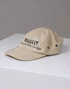 Pirelli Porsche Vintage Unisex Men's Women's Beige Logo Cap - Picture 1 of 14