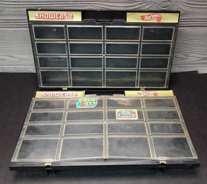 Lot Of 2 Hot Wheels Wall Mount Showcase 16 Slot Black Display Cases 1981 READ - Picture 1 of 13