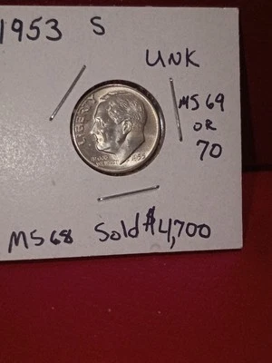 1953-S 10C 罗斯福一角钱 Unk — 第 1/4 张图片