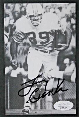 Larry Csonka HOF Miami Dolphins Signed Autographed 4x6 Stats Photo Card JSA COA - Image 1 of 4