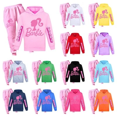2PCS Girls Barbie Hoodies Casual Jumper Sweatshirt Tops+Pants Outfits Tracksuit - Image 1 of 3
