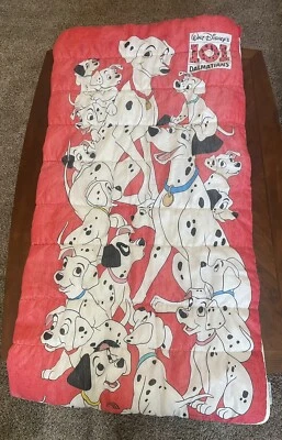 Vintage 90's  Disney 101 Dalmatians Red Double Sided Youth Sleeping Bag Read - Image 1 of 4