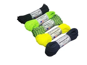 Cable de cuerda núcleo ATWOOD 550 Paracord 100 pies 7 hebras - amarillo, azul marino o negro - Imagen 1 de 12