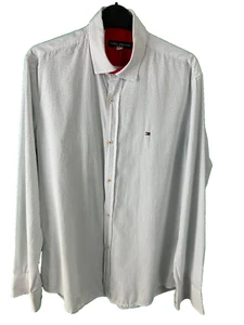 Tommy Hilfiger Slim Fit Large Shirt - White with Black Spots Excellent Condition - Picture 1 of 4