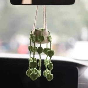 Hanging Plant Crochet for Car Decor,Car Ornament Rear View Mirror Accessories - Picture 1 of 29