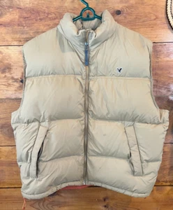 American Eagle Outfitters Men's Beige Puffer Down filled Vest W/ Hidden hood XXL - Picture 1 of 11