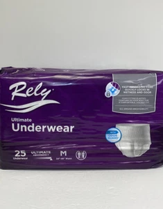 New Rely Ultimate Absorbent Underwear w/ Odor Guard -Size M (34” to 46”) 25 Ct - Picture 1 of 5