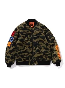 A Bathing Ape Men's MA-1 Bomber Jacket 2025 1ST CAMO SHARK Motif Green M Japan - Picture 1 of 7