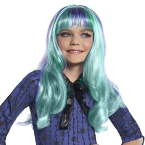 Farbige Kinder Perücke / Halloween Langhaarperücke Hexen Türkise Lila Violette - Bild 1 von 1