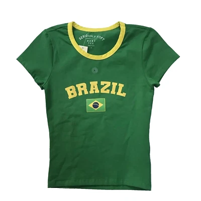 Aeropostale Seriously Soft Brazil Baby Tee Small Juniors Flag Soccer Grunge Aero - Image 1 of 4