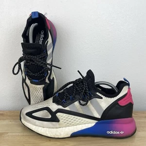 Adidas ZX 2K Boost Mens Size 9.5 Running Shoes White Purple Pink Sneakers FX8835 - Picture 1 of 12