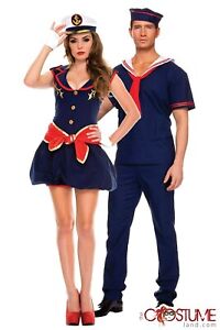 Captivating Sea Captain Woman Costume Navy Dress Up Adult Fancy Outfit Sailor