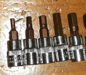 3mm 4mm 5mm 6mm 7mm 5x 1/4" drive hex Allen socket Bit set Chrome Vanadium CrV - Picture 1 of 1