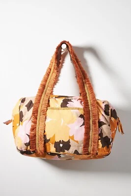 New ANTHROPOLOGIE Percy Tote Bag Duffel Women Floral Embellished Beaded Fringes - Image 1 of 3