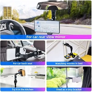 Multifunctional Rearview Mirror Phone Holder, Universal 360° Rotating Car Phone - Photo 1 sur 7