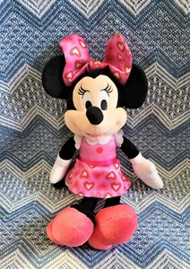 Disney Minnie Mouse 9" Peluche - Corazones Rosa/Blanco/Rojo en Vestido y Lazo - Imagen 1 de 2