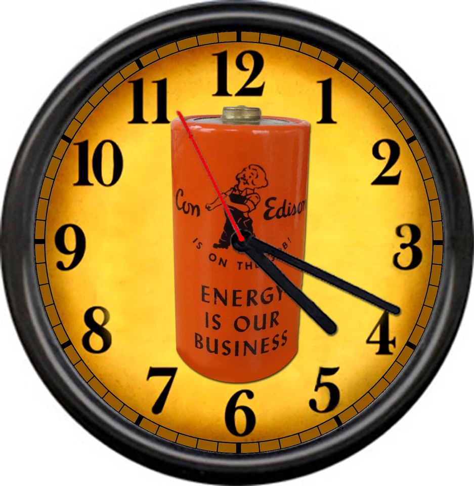 Con Edison Electric Company New York Retro Battery Electrician Sign Wall Clock - Image 1 of 1