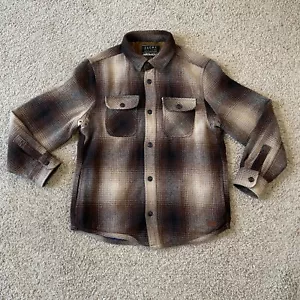 JACHS New York Fully Lined Wool Blend Brown Plaid Shirt Jacket Men's Medium - Picture 1 of 9