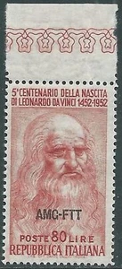 1952 TRIESTE A LEONARDO DA VINCI 80 LIRE MNH ** - RE3-5 - Picture 1 of 1