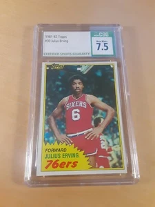 1981/82 Topps #30 JULIUS ERVING CSG 7.5 Philadelphia 76ers Basketball Card, HOF. - Bild 1 von 2
