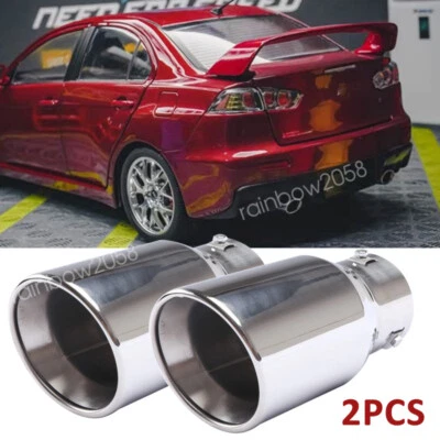 2PCS Car Exhaust Pipe Tip Rear Tail Throat Muffler Tailpipe For Mitsubishi EVO Foto 1 de 4