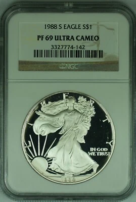 1988-S American Proof Silver Eagle $1 NGC PF 69 Ultra Cameo (49) - Image 1 of 2