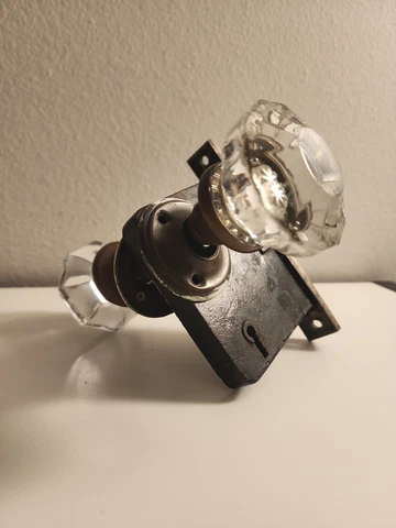Glass Door knob Antique Victorian Mortise iron Lock Hardware Cover