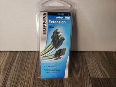 Hopkins 48145 4 线平拖车连接器适配器加长版,12 英寸长 — 第 1/2 张图片