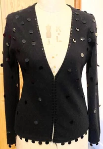 BODEN Elegant Black Embellished Sequinned Prom Cardigan in Wool/Angora Size 12 - Picture 1 of 5
